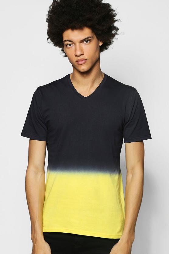 Dip Dye V Neck T-Shirt